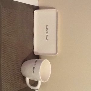 Rae Dunn "Thankful for Friends" mug & small plate.